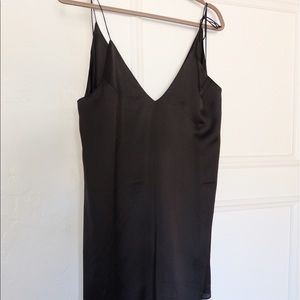 Black silk slip dress